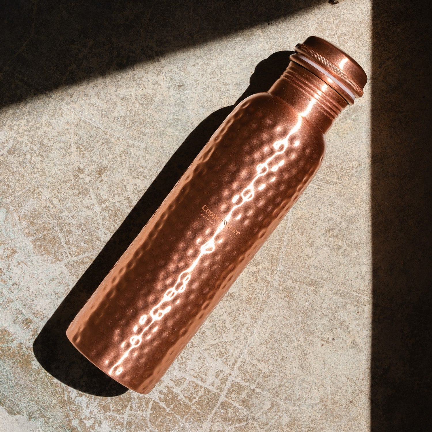 Handmade Brushed & Hammered Copper Ayurvedic Water Bottle