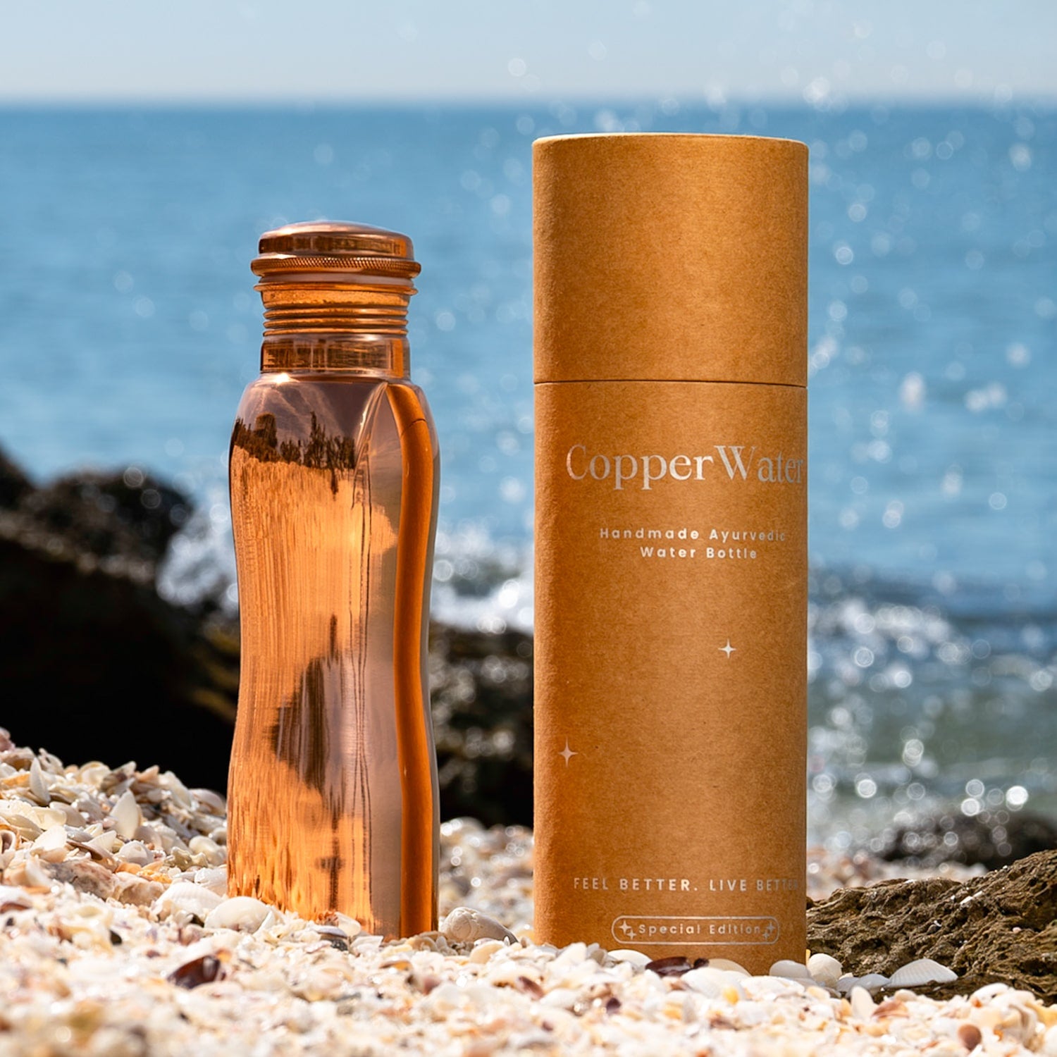 Special Edition Wave Copper Ayurvedic Water Bottle